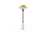 White gold Cushion Cut Halo Round Diamond Pavé Band Four-Prong Ring_14
