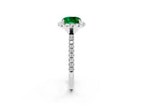 White gold Cushion Cut Halo Round Diamond Pavé Band Four-Prong Ring_14