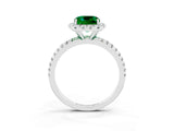 White gold Cushion Cut Halo Round Diamond Pavé Band Four-Prong Ring_15