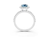 White gold Cushion Cut Halo Round Diamond Pavé Band Four-Prong Ring_15