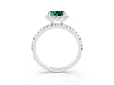 White gold Cushion Cut Halo Round Diamond Pavé Band Four-Prong Ring_15