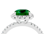 White gold Cushion Cut Halo Round Diamond Pavé Band Four-Prong Ring_16