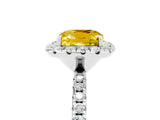 White gold Cushion Cut Halo Round Diamond Pavé Band Four-Prong Ring_17