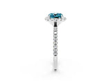 White gold Cushion Cut Halo Round Diamond Pavé Band Four-Prong Ring_2