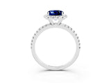 White gold Cushion Cut Halo Round Diamond Pavé Band Four-Prong Ring_3