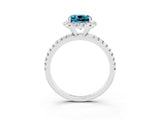 White gold Cushion Cut Halo Round Diamond Pavé Band Four-Prong Ring_3