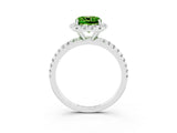 White gold Cushion Cut Halo Round Diamond Pavé Band Four-Prong Ring_3