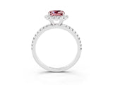 White gold Cushion Cut Halo Round Diamond Pavé Band Four-Prong Ring_3