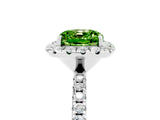 White gold Cushion Cut Halo Round Diamond Pavé Band Four-Prong Ring_5