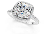 White gold Cushion Cut Halo Round Diamond Pavé Band with Four-Prong Setting_1