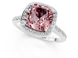 White gold Cushion Cut Halo Round Diamond Pavé Band with Four-Prong Setting_1