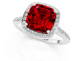 White gold Cushion Cut Halo Round Diamond Pavé Band with Four-Prong Setting_1