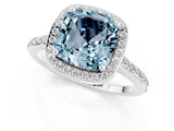 White gold Cushion Cut Halo Round Diamond Pavé Band with Four-Prong Setting_1