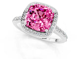 White gold Cushion Cut Halo Round Diamond Pavé Band with Four-Prong Setting_1
