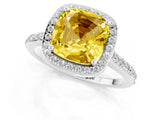 White gold Cushion Cut Halo Round Diamond Pavé Band with Four-Prong Setting_1