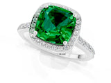 White gold Cushion Cut Halo Round Diamond Pavé Band with Four-Prong Setting_1