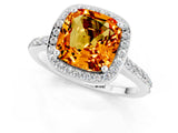 White gold Cushion Cut Halo Round Diamond Pavé Band with Four-Prong Setting_1