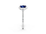 White gold Cushion Cut Halo Round Diamond Pavé Band with Four-Prong Setting_2