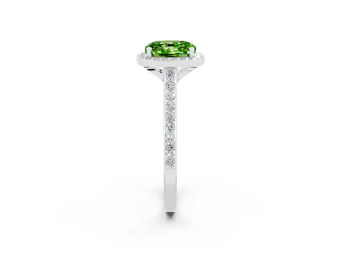 White gold Cushion Cut Halo Round Diamond Pavé Band with Four-Prong Setting_2