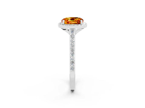 White gold Cushion Cut Halo Round Diamond Pavé Band with Four-Prong Setting_2