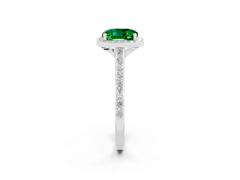 White gold Cushion Cut Halo Round Diamond Pavé Band with Four-Prong Setting_2