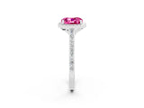 White gold Cushion Cut Halo Round Diamond Pavé Band with Four-Prong Setting_2