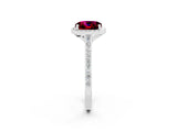 White gold Cushion Cut Halo Round Diamond Pavé Band with Four-Prong Setting_2