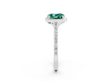 White gold Cushion Cut Halo Round Diamond Pavé Band with Four-Prong Setting_2