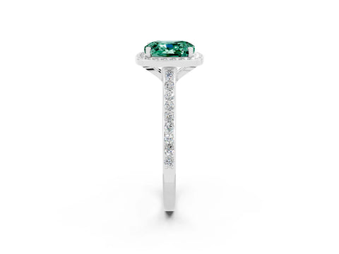 White gold Cushion Cut Halo Round Diamond Pavé Band with Four-Prong Setting_2