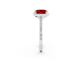 White gold Cushion Cut Halo Round Diamond Pavé Band with Four-Prong Setting_2