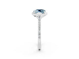 White gold Cushion Cut Halo Round Diamond Pavé Band with Four-Prong Setting_2