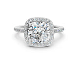 White gold Cushion Cut Halo Round Diamond Pavé Band with Four-Prong Setting_3