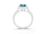 White gold Cushion Cut Halo Round Diamond Pavé Band with Four-Prong Setting_3
