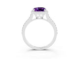 White gold Cushion Cut Halo Round Diamond Pavé Band with Four-Prong Setting_3