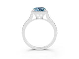 White gold Cushion Cut Halo Round Diamond Pavé Band with Four-Prong Setting_3