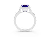 White gold Cushion Cut Halo Round Diamond Pavé Band with Four-Prong Setting_3