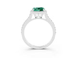 White gold Cushion Cut Halo Round Diamond Pavé Band with Four-Prong Setting_3