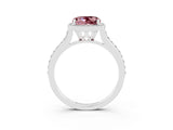 White gold Cushion Cut Halo Round Diamond Pavé Band with Four-Prong Setting_3
