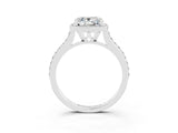 White gold Cushion Cut Halo Round Diamond Pavé Band with Four-Prong Setting_3