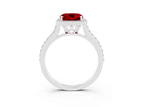 White gold Cushion Cut Halo Round Diamond Pavé Band with Four-Prong Setting_3