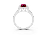 White gold Cushion Cut Halo Round Diamond Pavé Band with Four-Prong Setting_3