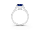 White gold Cushion Cut Halo Round Diamond Pavé Band with Four-Prong Setting_3