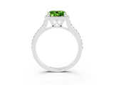 White gold Cushion Cut Halo Round Diamond Pavé Band with Four-Prong Setting_3