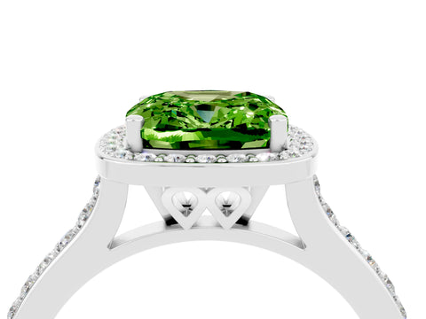 White gold Cushion Cut Halo Round Diamond Pavé Band with Four-Prong Setting_4