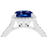 White gold Cushion Cut Halo Round Diamond Pavé Band with Four-Prong Setting_4