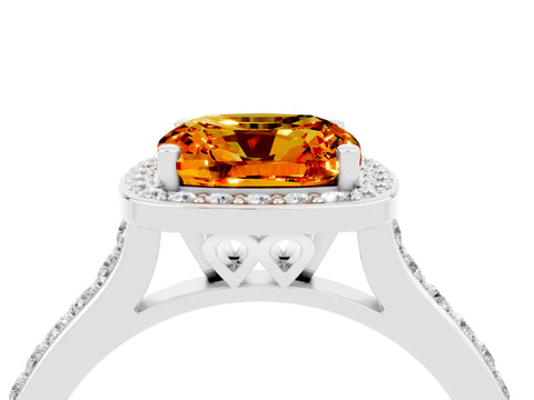 White gold Cushion Cut Halo Round Diamond Pavé Band with Four-Prong Setting_4