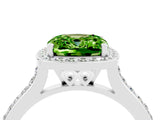 White gold Cushion Cut Halo Round Diamond Pavé Band with Four-Prong Setting_4