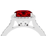 White gold Cushion Cut Halo Round Diamond Pavé Band with Four-Prong Setting_4