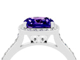 White gold Cushion Cut Halo Round Diamond Pavé Band with Four-Prong Setting_4