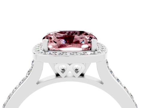 White gold Cushion Cut Halo Round Diamond Pavé Band with Four-Prong Setting_4